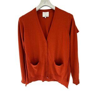 PHILLIP LIM Merino Wool Cardigan Pockets Brick Color Size Med